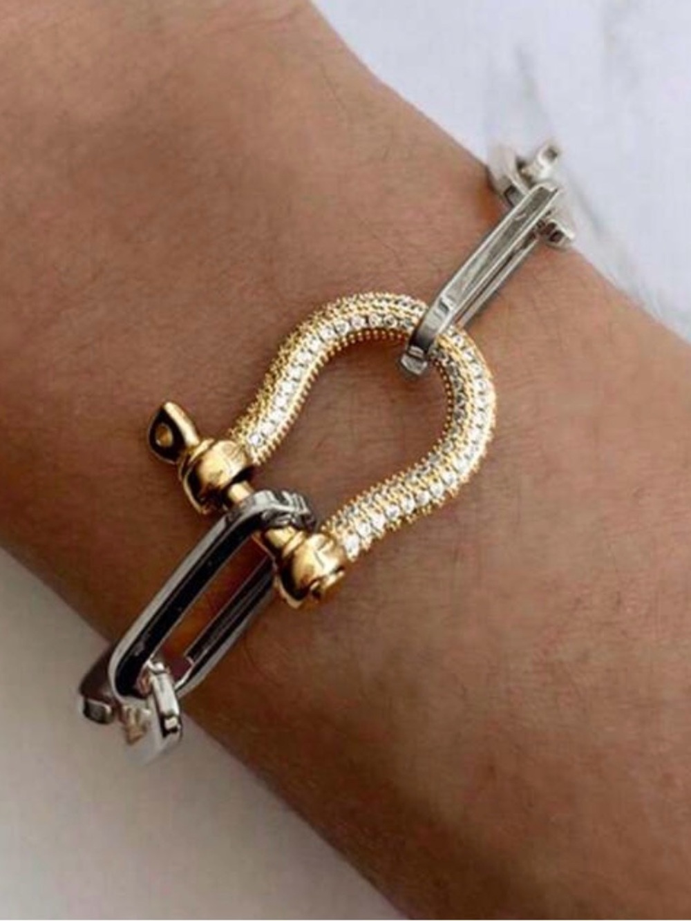 Horseshoe Bracelet Two-Tone Horsebit Bracelet in Gold and Silver Cowgirl